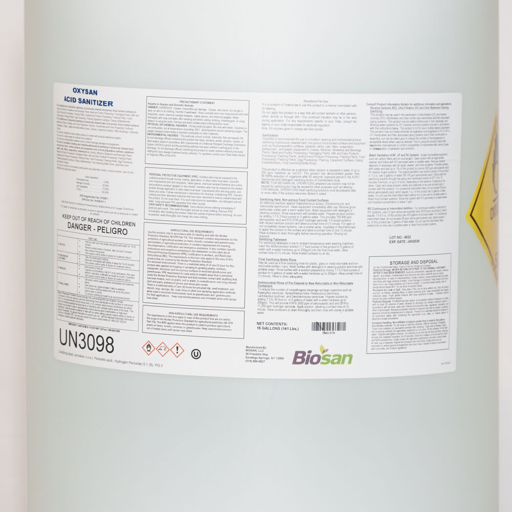 Oxysan EPA PAA Acid Sanitizer